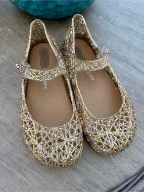 Mini Melissa Gold Glitter Jellies